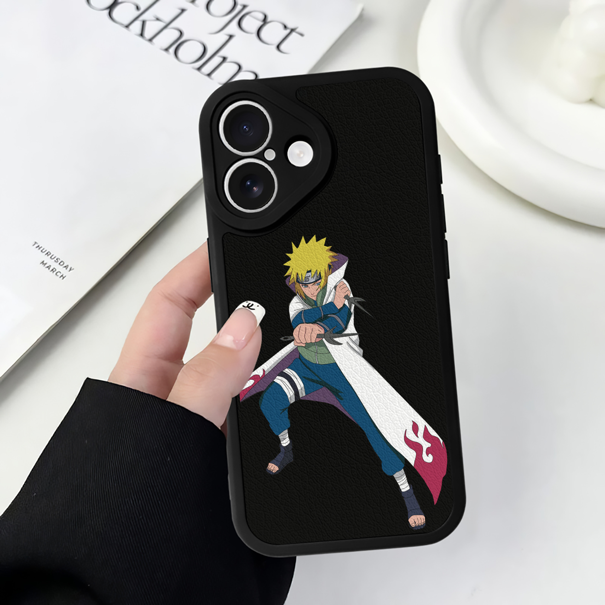（画像用） NARUTO -ナルト- 波風 ミナト Namikaze Minato 【iPhone 16シリーズ対応】シリコンスマホケース（レザー調） 材質：シリコン